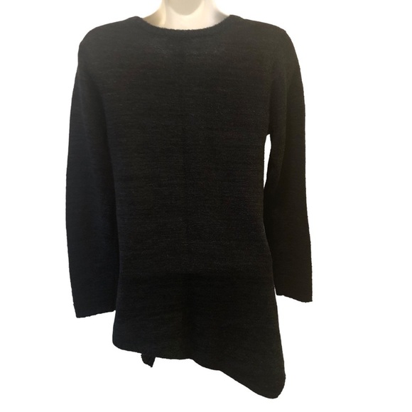 Soft Surroundings Raku Green Asymmetrical Woven Striped Hem Tunic Sweater XS - Picture 7 of 8